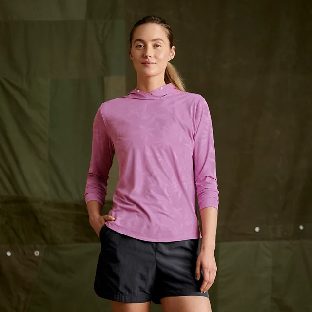 orvis Women’s Sun Defense Hoodie LILAC STITCH LEAF