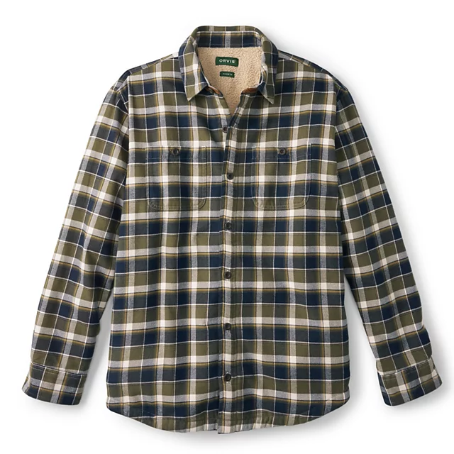 orvis Perfect Flannel Sherpa-Lined Long-Sleeved Shirt DARK NAVY/TARRAGON
