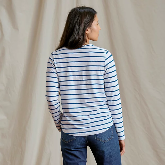 Orvis Perfect Relaxed Long-Sleeve Crew WHITE/PACIFIC STRIPE