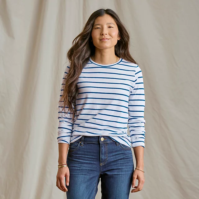 orvis Perfect Relaxed Long-Sleeve Crew WHITE/PACIFIC STRIPE