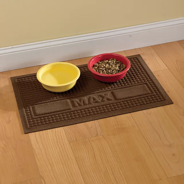 orvis Personalized Recycled WaterHog® Grid Pet Placemat DARK BROWN