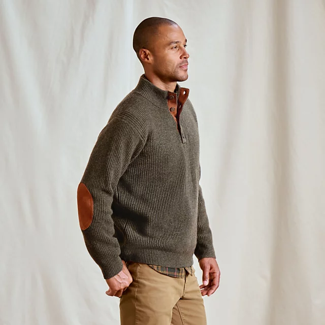 Orvis Quail Creek Button Mockneck Pullover TARRAGON