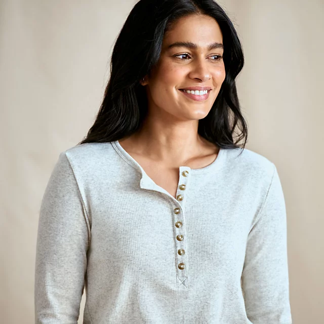 Orvis Ribbed Henley Long-Sleeved Tee LIGHT GREY HEATHER