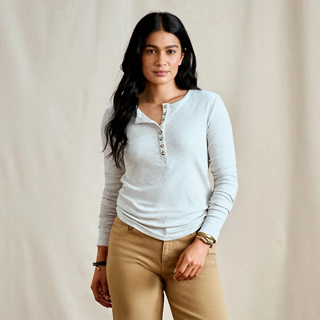 orvis Ribbed Henley Long-Sleeved Tee LIGHT GREY HEATHER