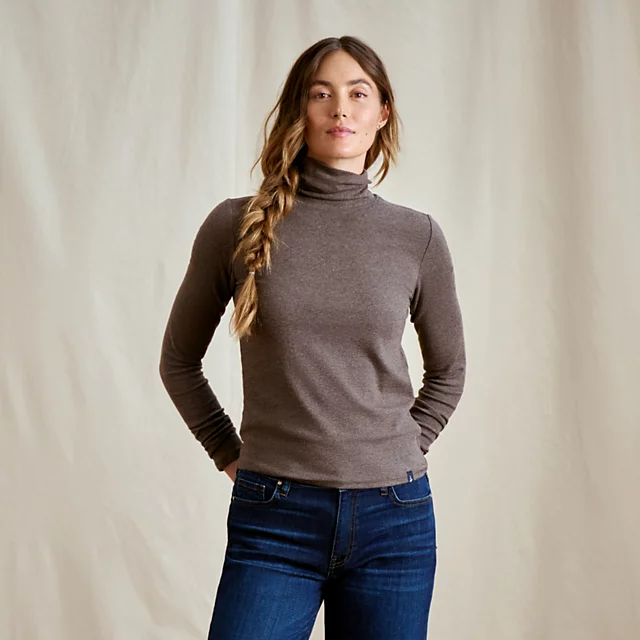 orvis Ribbed Long-Sleeved Turtleneck MUSHROOM HEATHER
