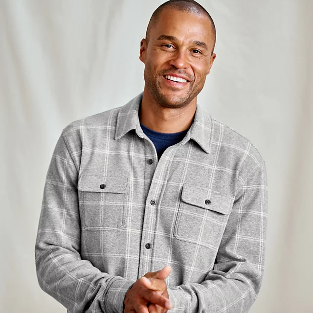 Orvis Snowy River Brushed Knit Long-Sleeve Shirt GRAY WINDOWPANE