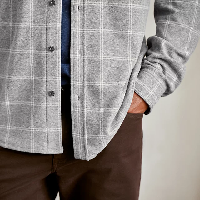 Orvis Snowy River Brushed Knit Long-Sleeve Shirt GRAY WINDOWPANE