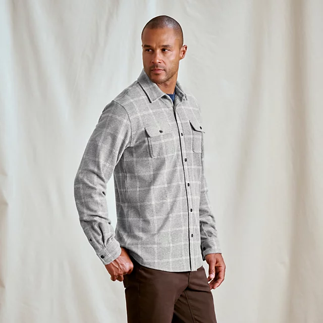 Orvis Snowy River Brushed Knit Long-Sleeve Shirt GRAY WINDOWPANE
