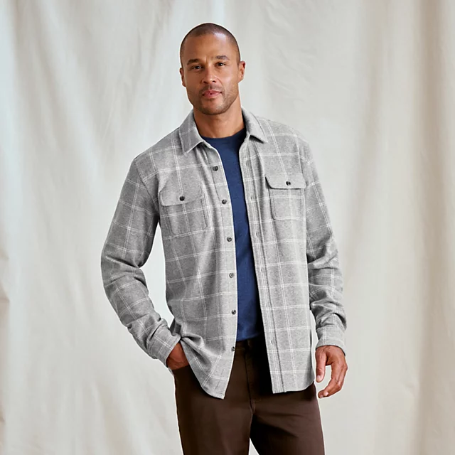 orvis Snowy River Brushed Knit Long-Sleeve Shirt GRAY WINDOWPANE