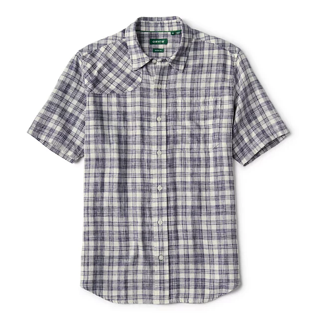 orvis Space-Dyed Plaid Short-Sleeve Shirt TRUE NAVY/SNOW