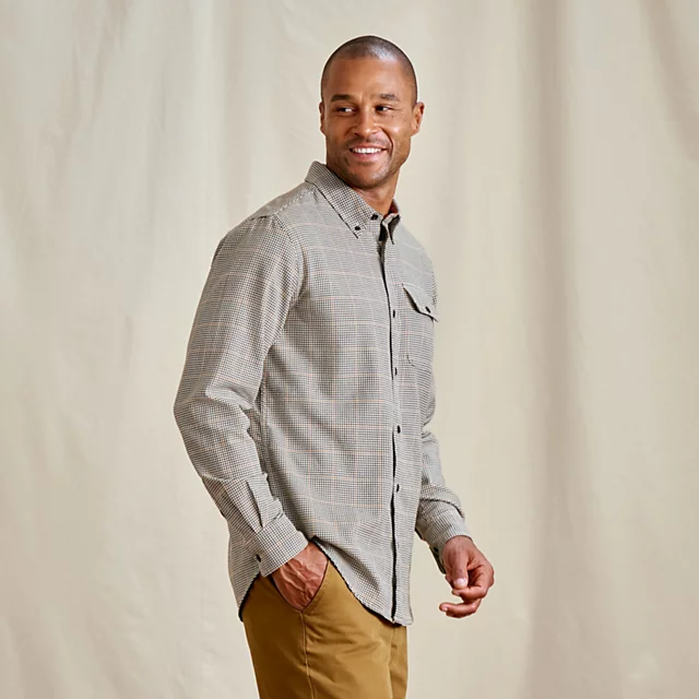 Orvis Spencer Houndstooth Pure Cotton Long-Sleeve Shirt IVY/HAZELNUT