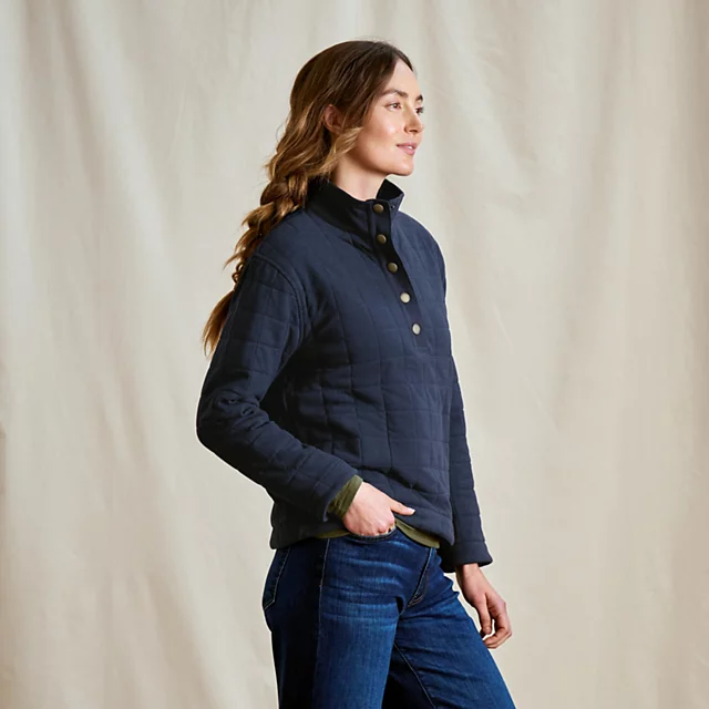 Orvis Women’s Battenkill Quilted 1/2-Snap Sweatshirt DARK NAVY/DARK NAVY