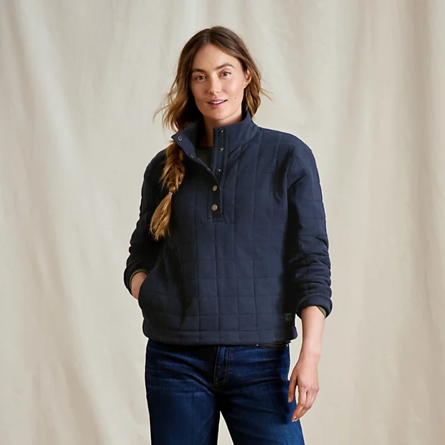 orvis Women’s Battenkill Quilted 1/2-Snap Sweatshirt DARK NAVY/DARK NAVY