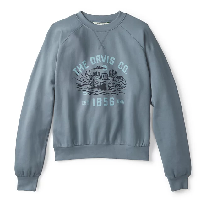 orvis Women’s Campfire Graphic Crewneck Sweatshirt BLUE HAZE