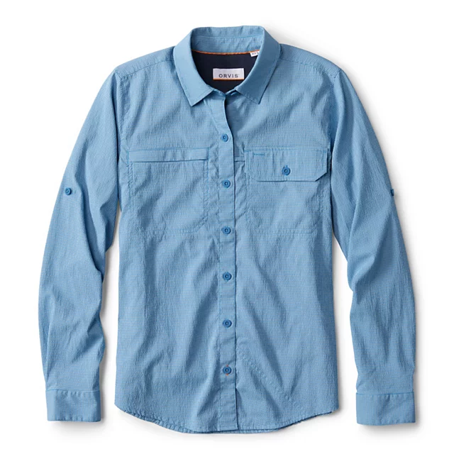 orvis Women's Open Air Caster Long-Sleeve Shirt PACIFIC BLUE/WHITE