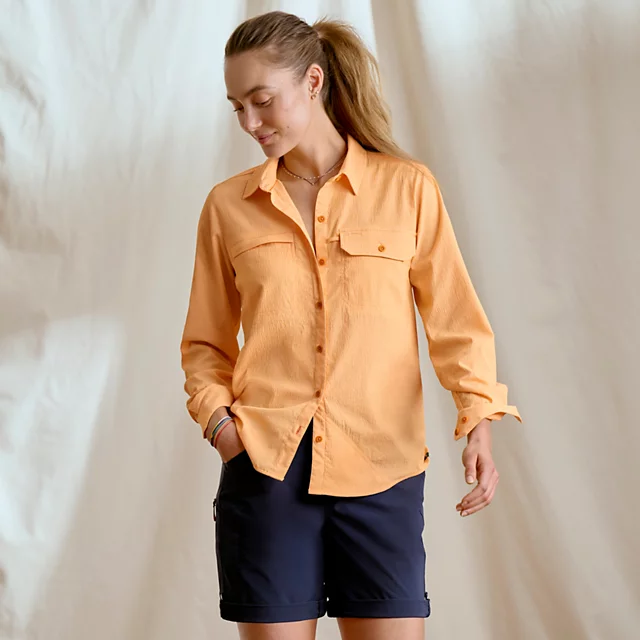 orvis Women's Open Air Caster Long-Sleeve Shirt TANGERINE/WHITE