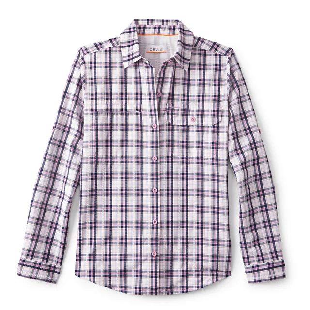 orvis Women's Open Air Caster Plaid Long-Sleeve Shirt LILAC/NAVY