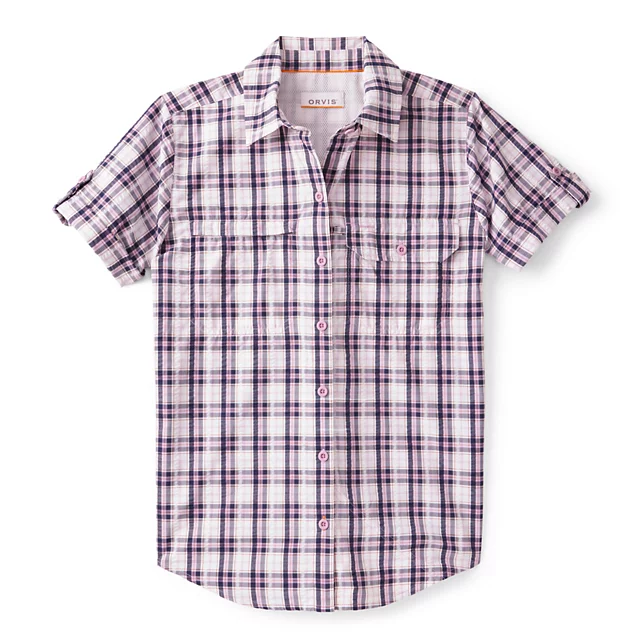 orvis Women’s Open Air Caster Plaid Short-Sleeve Shirt LILAC/NAVY