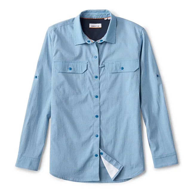 orvis Women's Open Air Relaxed Sun Shirt PACIFIC BLUE/WHITE