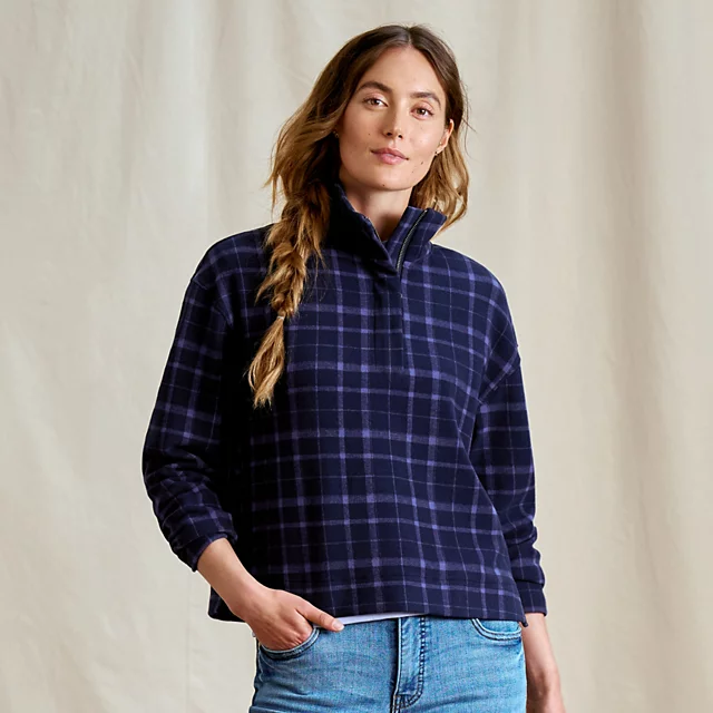 Orvis Women’s Snowy River 1/4-Zip Sweatshirt NAVY DUSK PLAID
