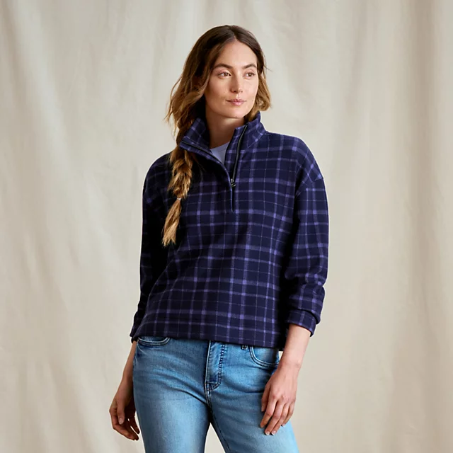 orvis Women’s Snowy River 1/4-Zip Sweatshirt NAVY DUSK PLAID