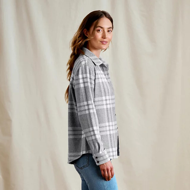 Orvis Women’s Snowy River Button-Down Long-Sleeve Shirt LIGHT GRAY/SNOW PLAID