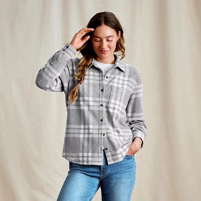orvis Women’s Snowy River Button-Down Long-Sleeve Shirt LIGHT GRAY/SNOW PLAID