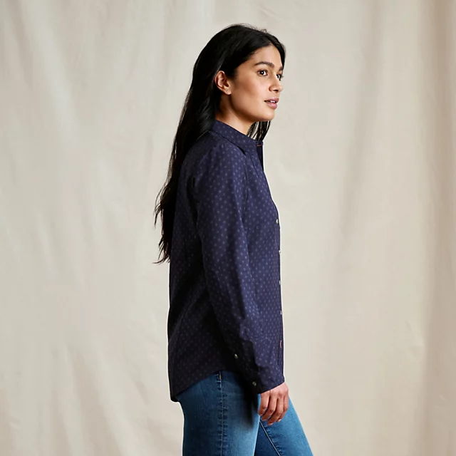 Orvis Women’s Tech Chambray Long-Sleeve Work Shirt NAVY DIAMOND