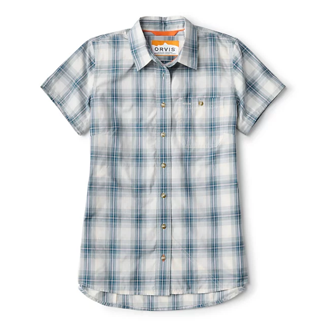 orvis Women’s Tech Chambray Short-Sleeve Work Shirt LAGOON PLAID