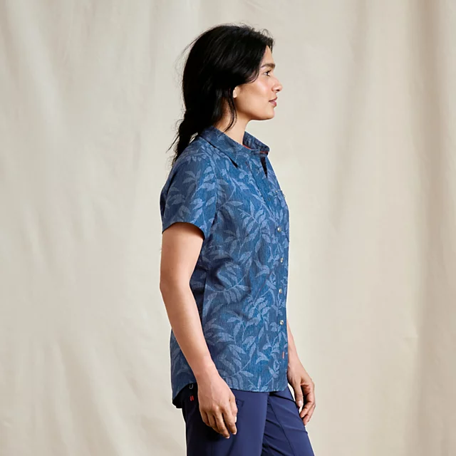 Orvis Women’s Tech Chambray Short-Sleeve Work Shirt LAKESIDE STITCH LEAF