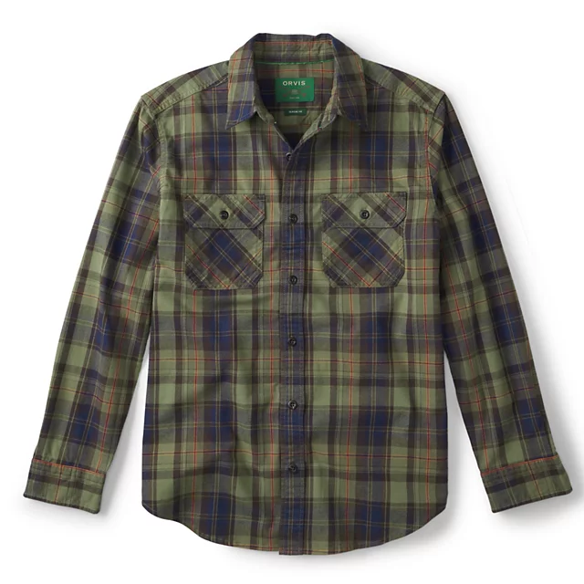 orvis Yarn-Dyed Moleskin Long-Sleeved Plaid Shirt LODEN