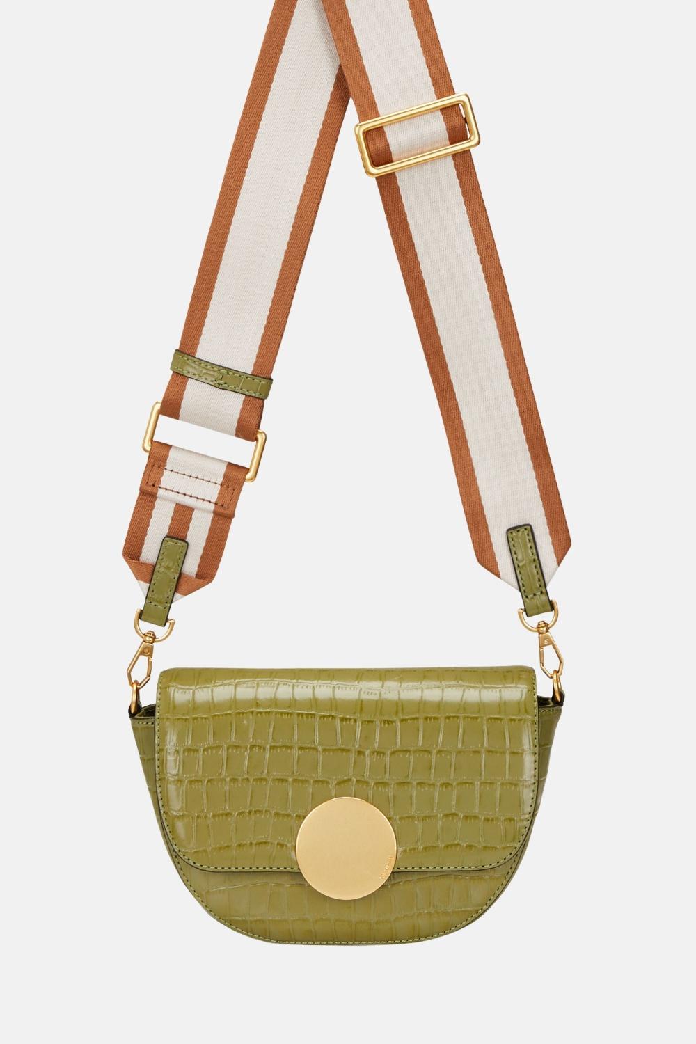 oryany Oryany - Lottie Croco Saddle Crossbody - Small - Leaf Olive Leather