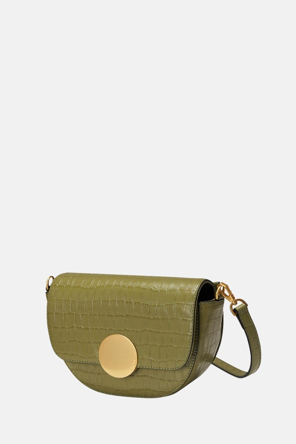 oryany Oryany - Lottie Croco Saddle Crossbody - Small - Leaf Olive Leather