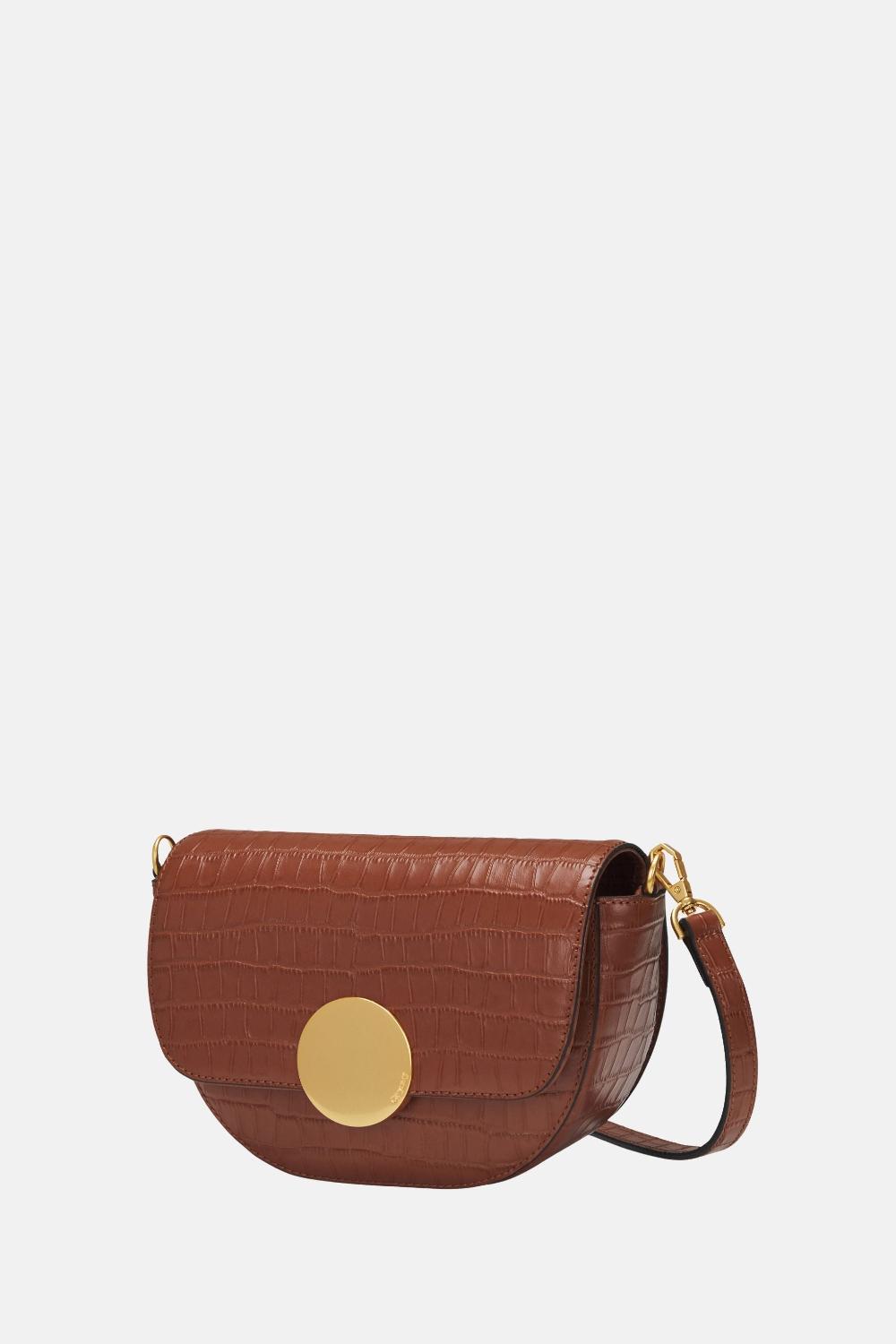 Oryany Oryany - Lottie Croco Saddle Crossbody - Small - Toffee Tan Leather