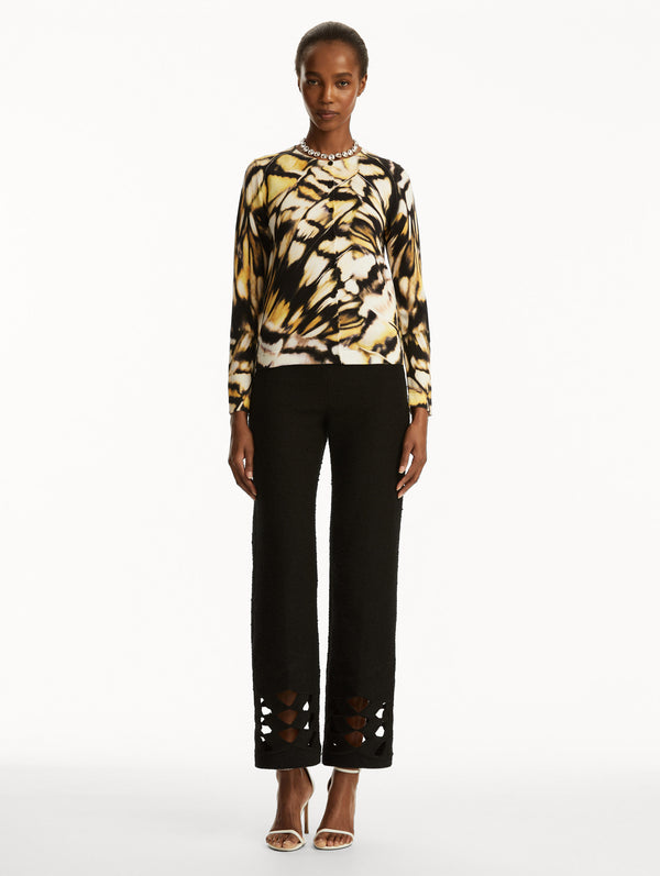 Oscar De La Renta Abstract Butterfly Printed Cardigan