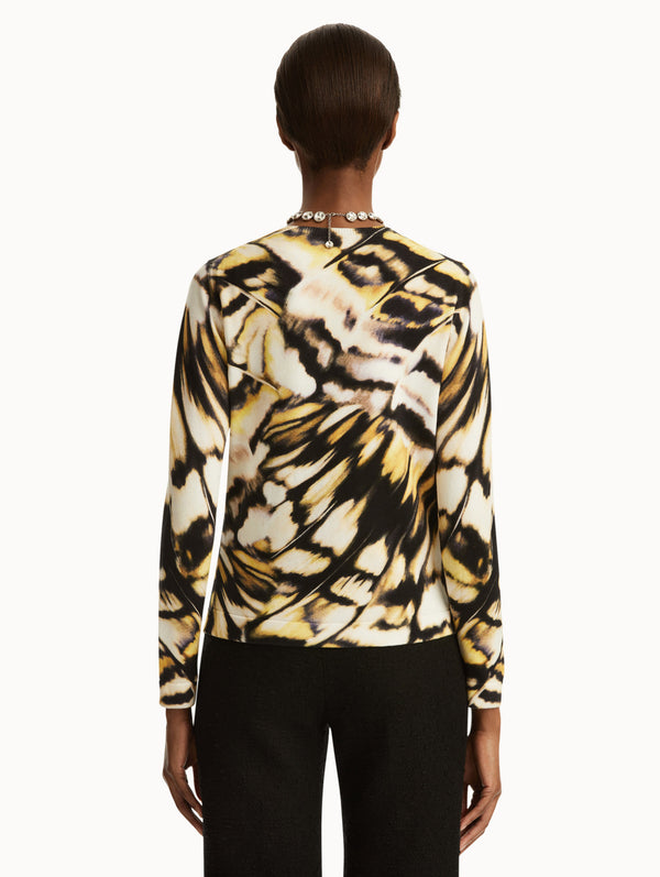 Oscar De La Renta Abstract Butterfly Printed Cardigan