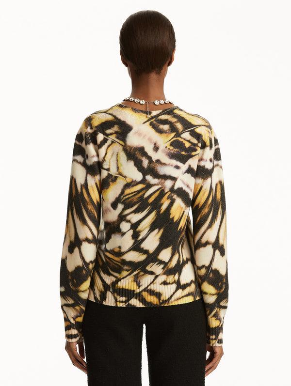 Oscar De La Renta Abstract Butterfly Printed Pullover