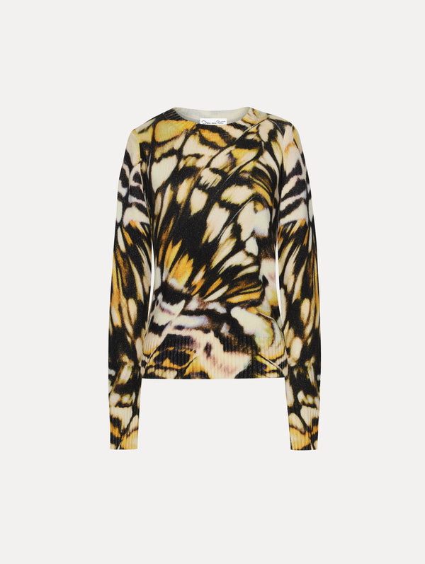 oscar de la renta Abstract Butterfly Printed Pullover