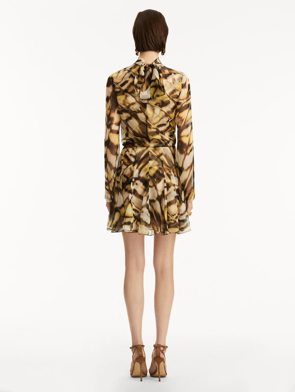 Oscar De La Renta Abstract Butterfly Silk Chiffon Dress
