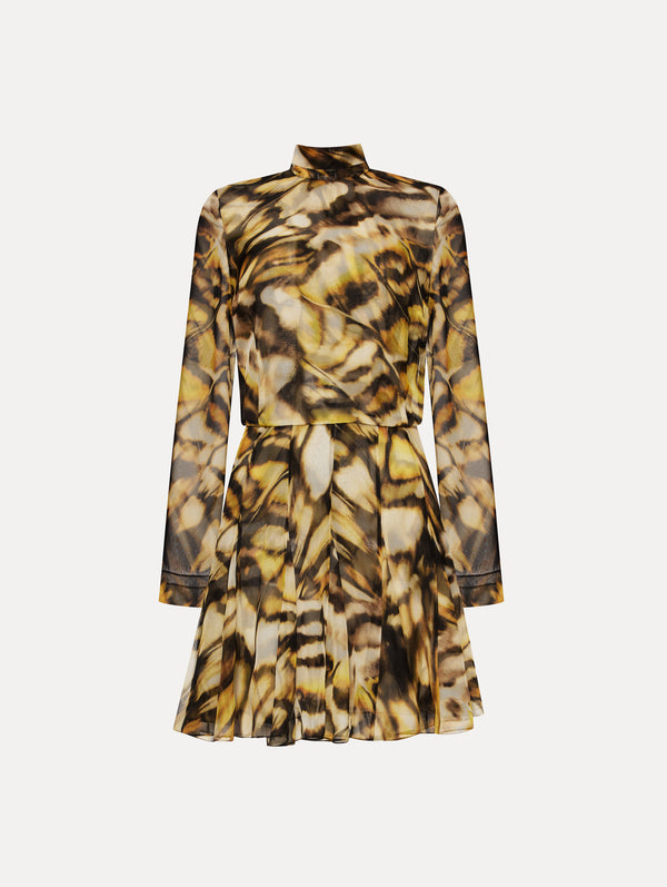 oscar de la renta Abstract Butterfly Silk Chiffon Dress