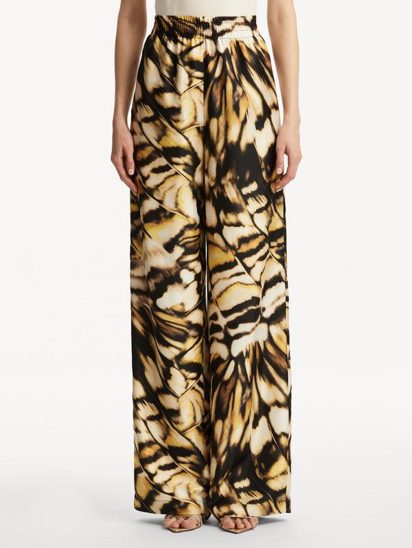 Oscar De La Renta Abstract Butterfly Silk Twill Pant