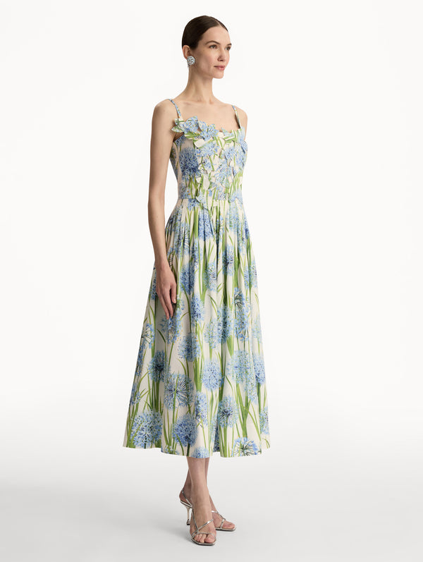 Oscar De La Renta Allium Embroidered Cotton Poplin Dress