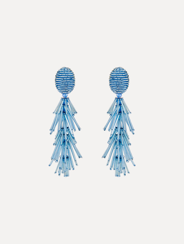 oscar de la renta Beaded Fringe Tassel Clip-On Earrings