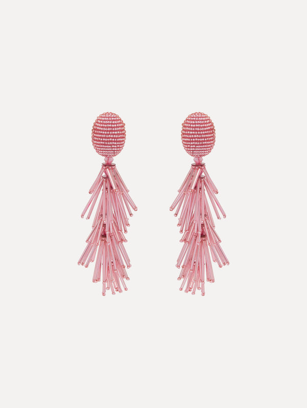 oscar de la renta Beaded Fringe Tassel Clip-On Earrings