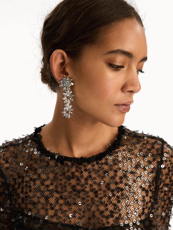 Oscar De La Renta Beaded Pompom Drop Clip-On Earrings