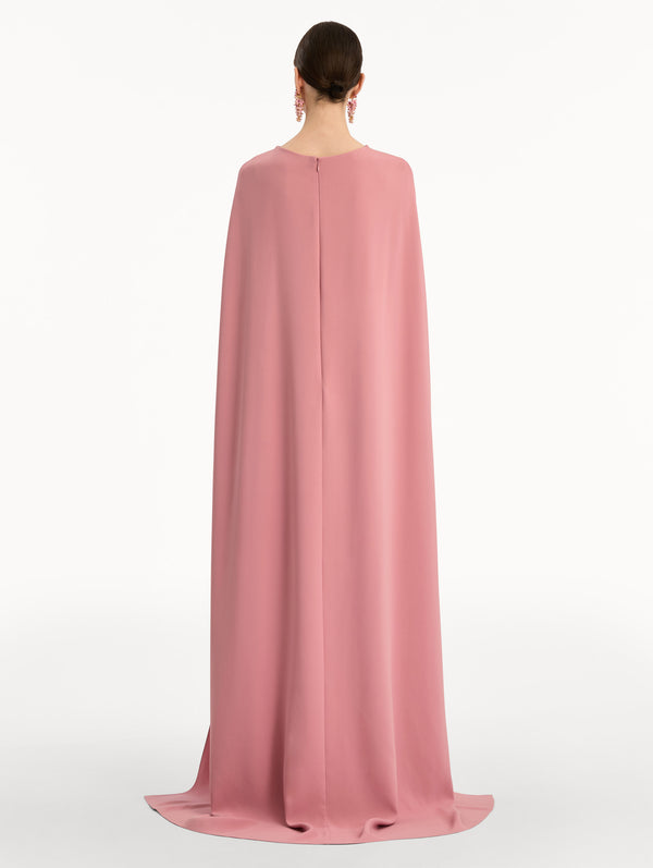 Oscar De La Renta Brooch Embroidered Cape-Back Caftan