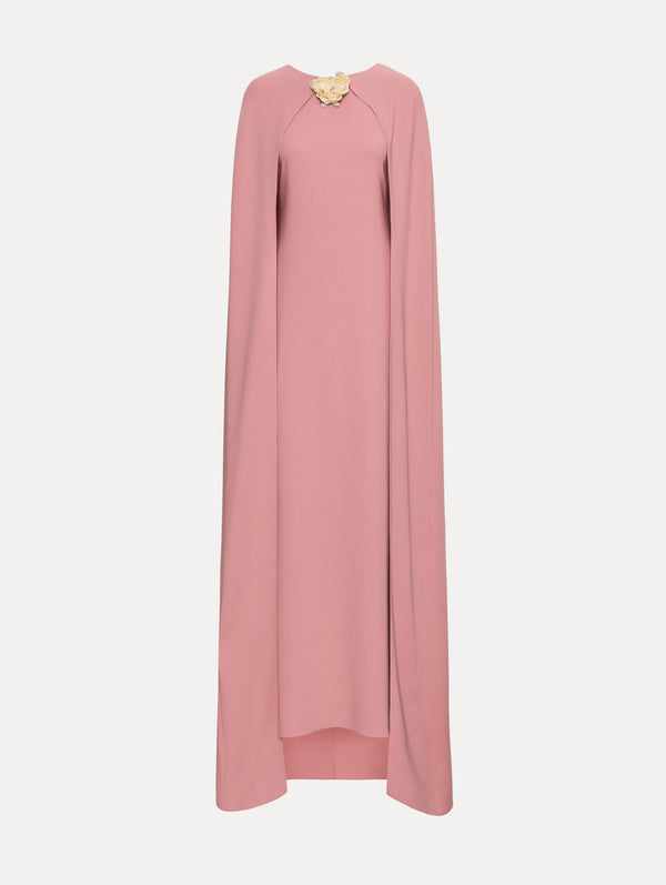 oscar de la renta Brooch Embroidered Cape-Back Caftan