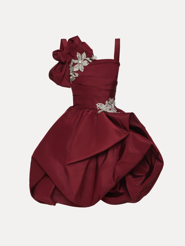 oscar de la renta Brooch Embroidered Cocktail Sleeveless Dress