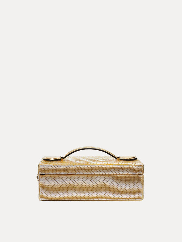 Oscar De La Renta Bugle Bead Embroidered Minaudière