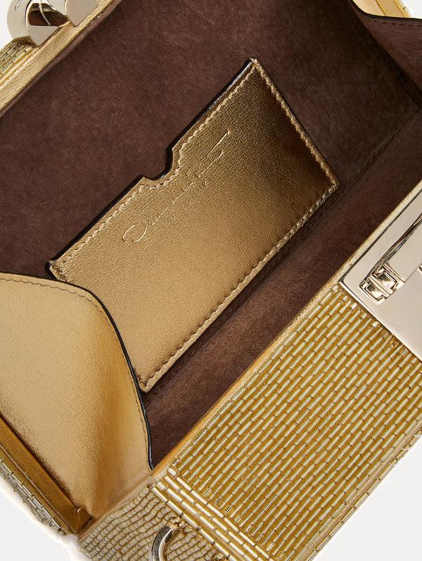 Oscar De La Renta Bugle Bead Embroidered Minaudière